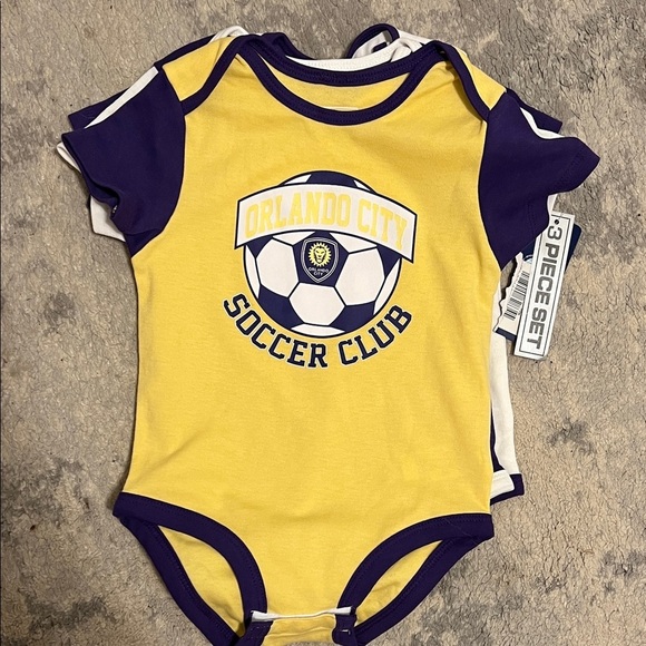 NWT Orlando FC Kids Onesie Set - Yellow, White, and Purple - 18 mo - Picture 4 of 7